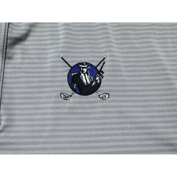 FootJoy Polo Shirt Men's Size M Gray Striped Short Sloove Chest Logo Stretch - Picture 7 of 11